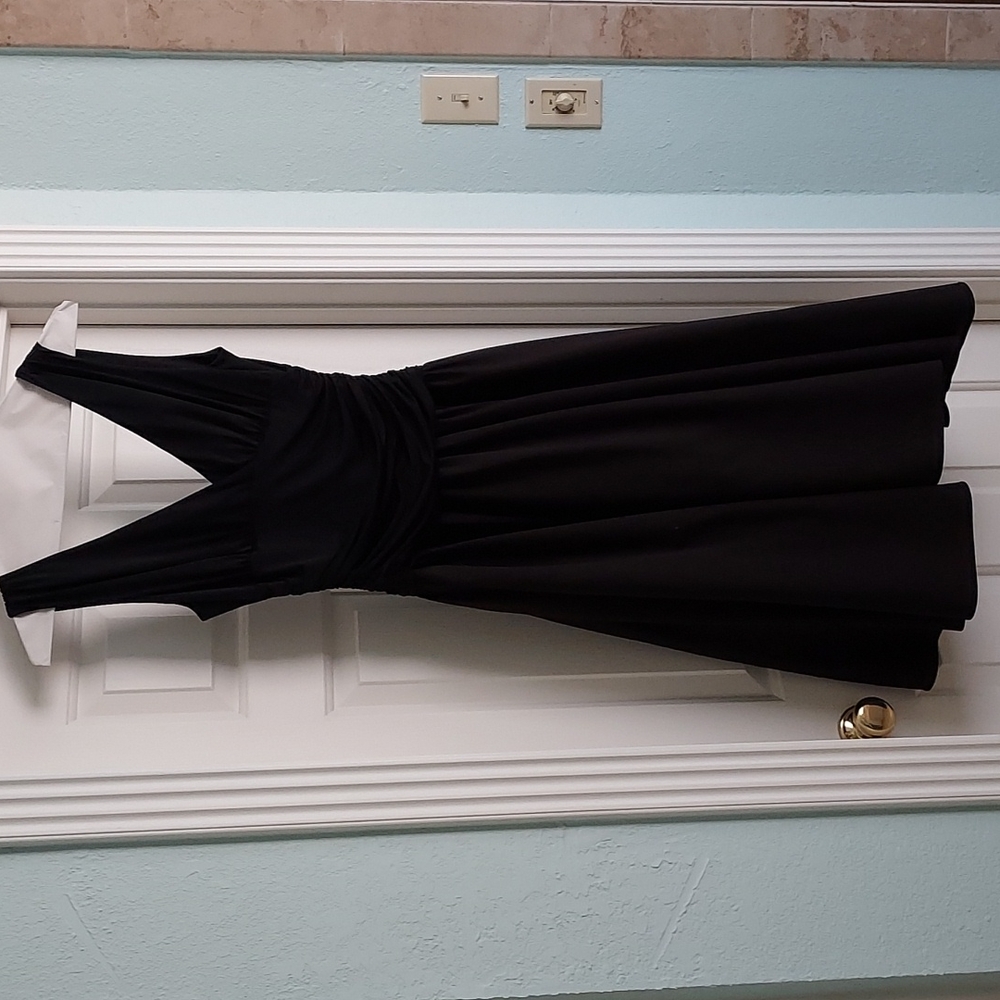 Black ruched cocktail dress